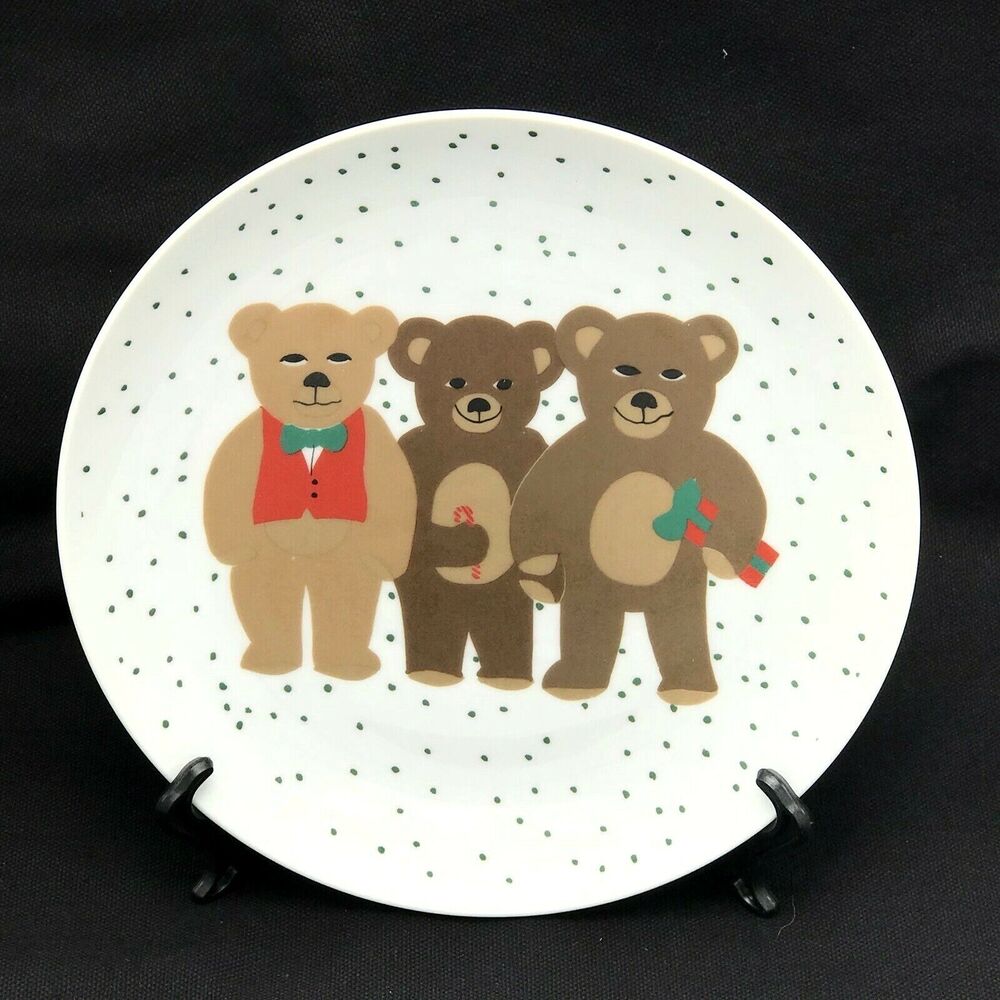Department 56 Tender Bears Decorative Christmas Plate 7.25” Vintage 80s Teddy